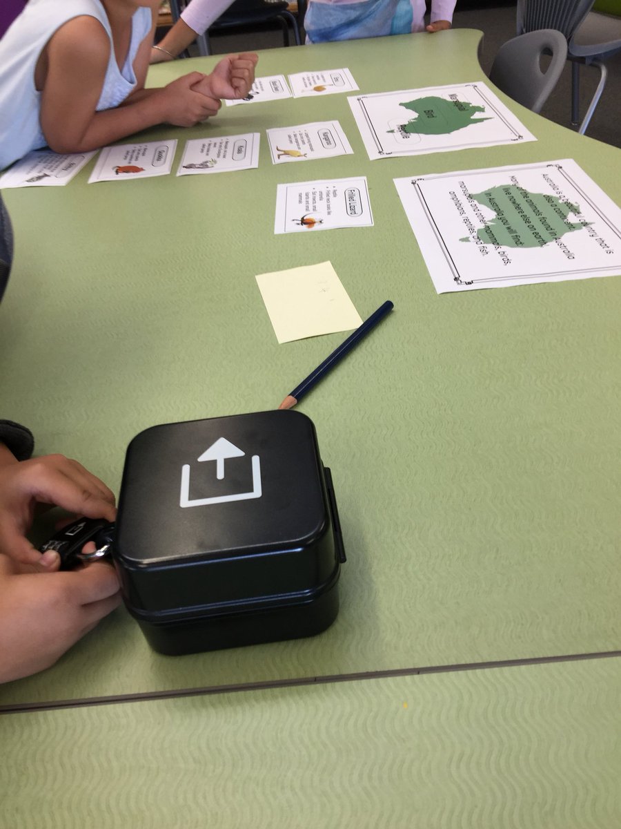 JPSLibrarian's tweet photo. Gr. 1 &amp; 2 Ss are solving the mystery to unlock our missing #GRAMEM book! #collaboration #breakoutedu @ArmadalePS @breakoutEDU https://t.co/5v7ze1o6T0