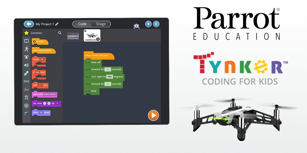 ParrotEducation's tweet photo. Code and fly drones in your classroom with @gotynker "Drone 101" curriculum! 
https://t.co/c4MdFiW8go
🤖🚀🎓💻 
#WeAreParrot 
#CodeThisDrone https://t.co/pgPmDIyAsY
