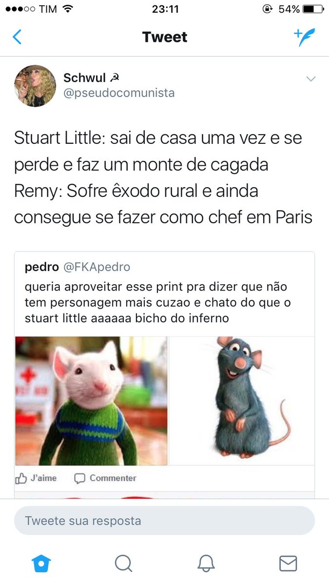 poltergiost's tweet photo. twitter: a unica rede social que tem sérios debates sobre o psicológico e o caracter de dois ratos fictícios https://t.co/3zRi7blTca