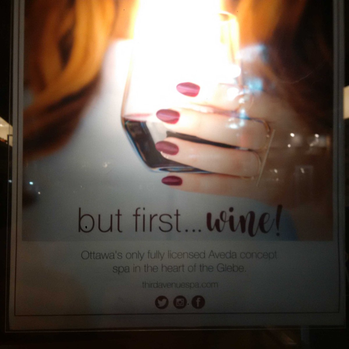 Champagnewines's tweet photo. Good news of the day @ThirdAvenueSpa serves wine. #ottwine #ottsomm #spaandwine #whatsonyourwinelist https://t.co/feJqP2vkga