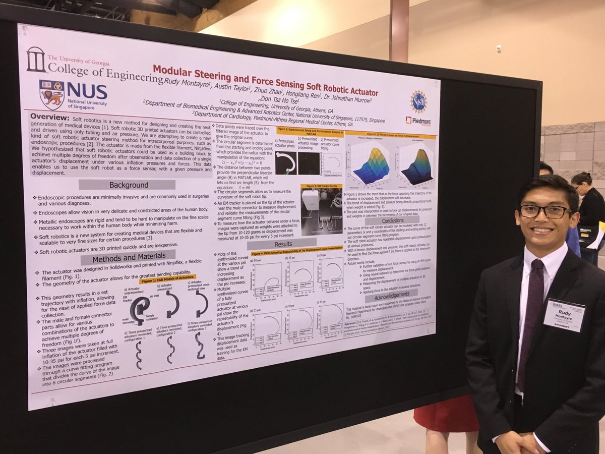 UGA_MedRobotics's tweet photo. Rudy Montayre presented at the 2017 Biomedical Engineering Society (BMES) Annual Meeting in Phoenix, AZ @BMESociety #BMES2017 https://t.co/wgHA4PCrbN