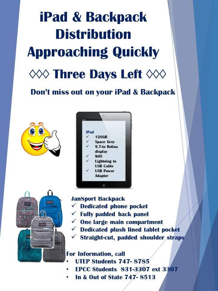 GearUp_EDHS's tweet photo. SISD Class of 2017 Three days until you get v to pick up your free IPAD and backpack https://t.co/vXWFA2REKs