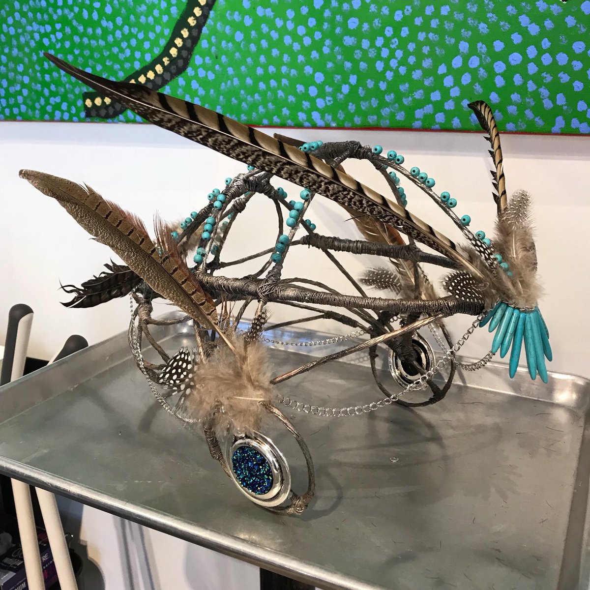 DennisClend23's tweet photo. Made a headpiece. Shoot on the way. #headpiece #floralwire #feathers https://t.co/OWRzwrenEV