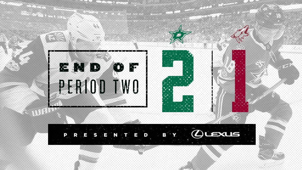 A goal apiece in the second period still has the Stars ahead, 2-1. #GoStars https://t.co/g3zDhLGGId