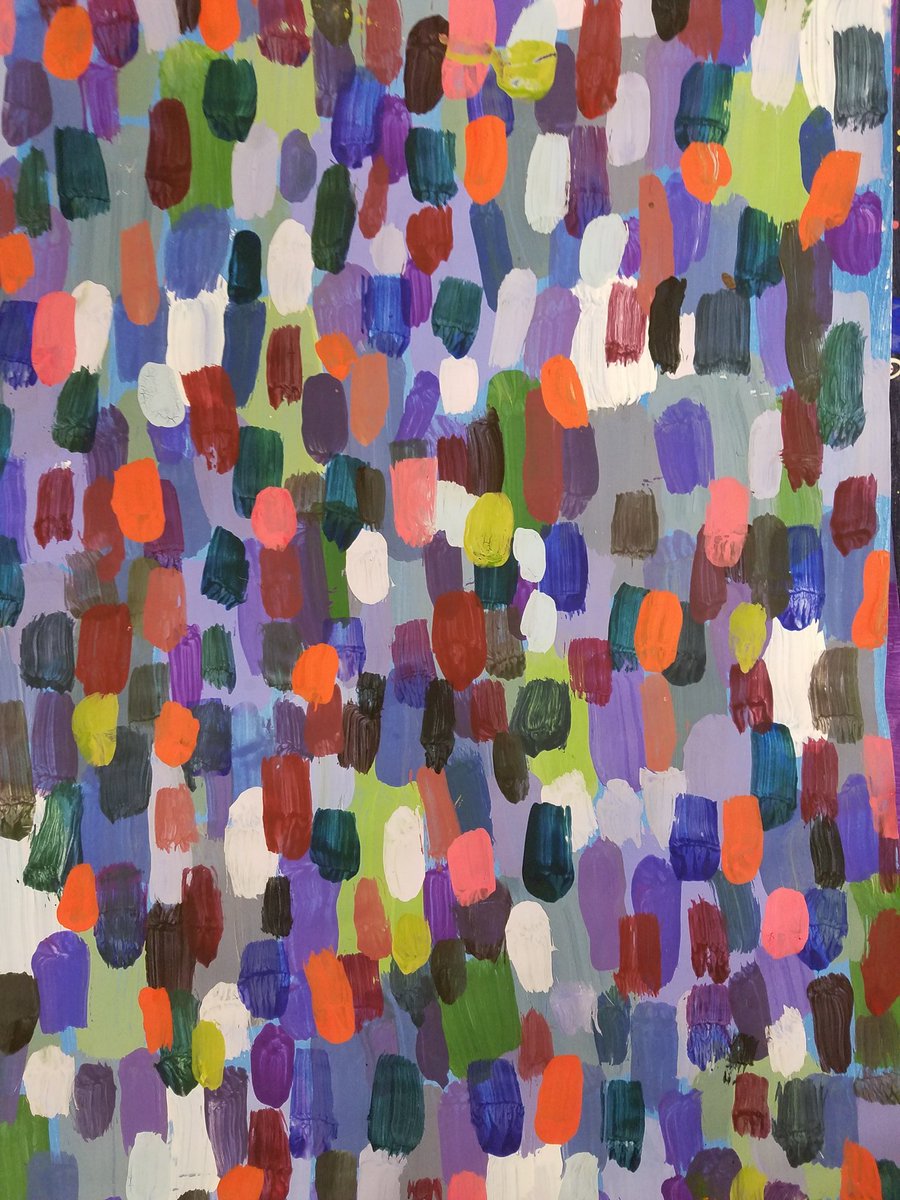 7th gr Ss working on free form color exploration inspired by Art T: Olivia Gude. Prepping for Ss to choose own subject matter #jmlpride