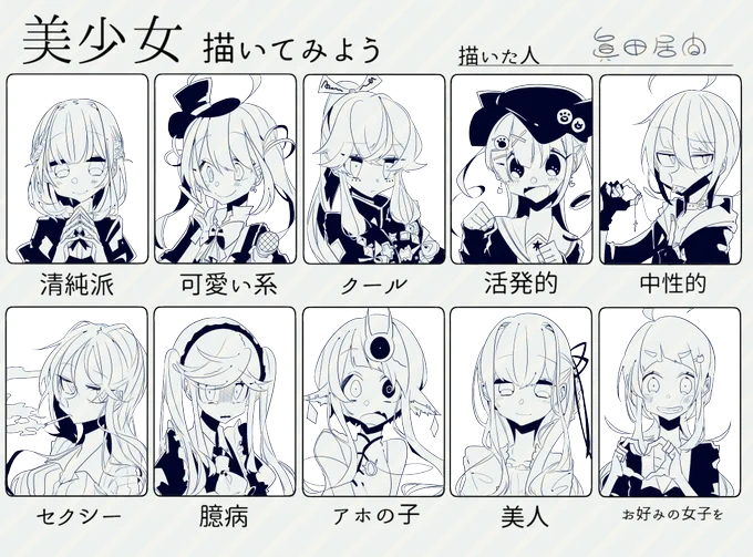 #美少女描いてみよう 自キャラで 