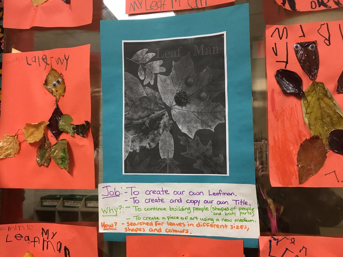 jlarson_jessica's tweet photo. Fall colours and fine motor...leaf and tree art. Created our own Leafman and a title after 📖Leafman by Lois Ehlert. https://t.co/fv9bCmMims