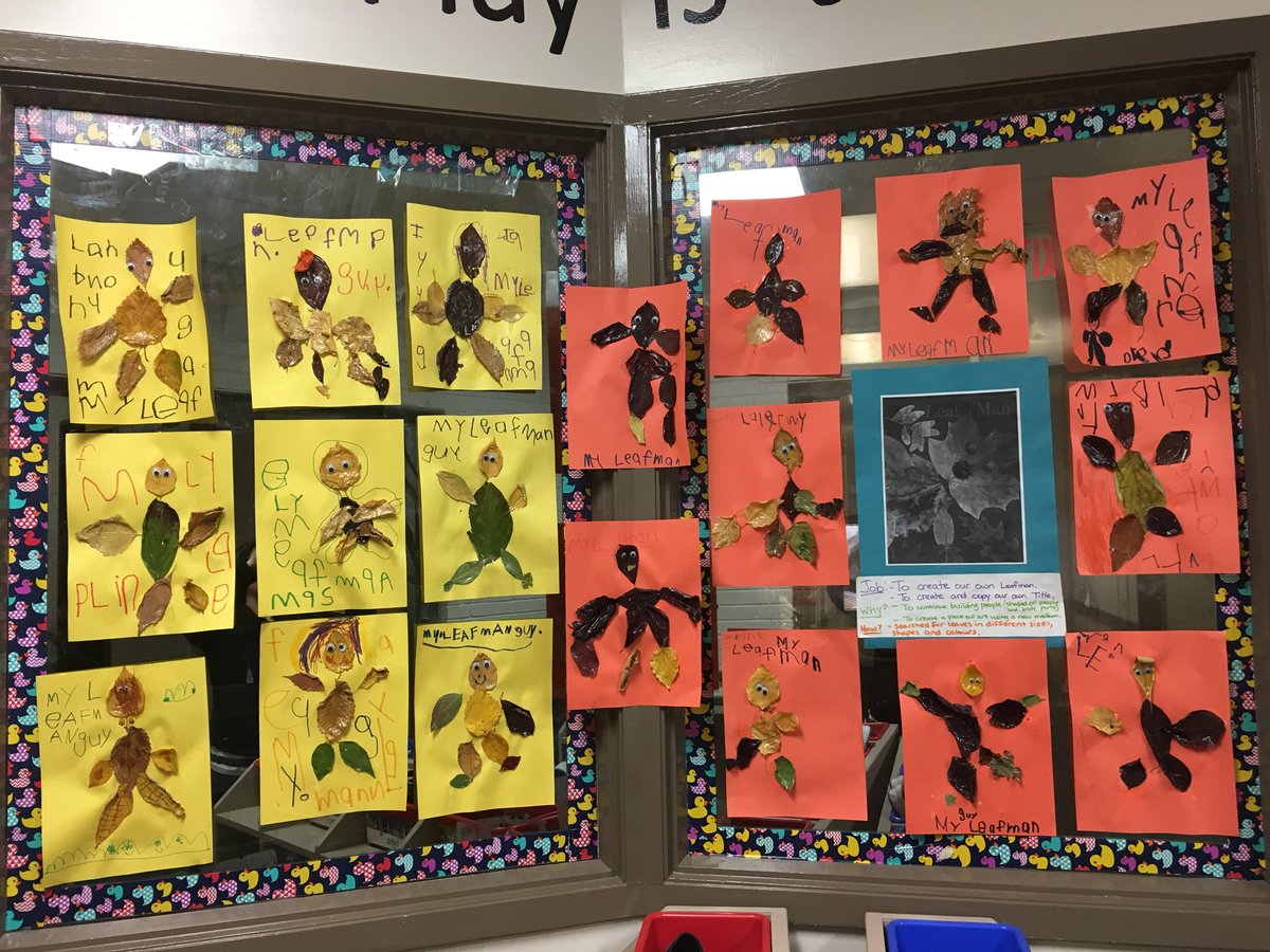 jlarson_jessica's tweet photo. Fall colours and fine motor...leaf and tree art. Created our own Leafman and a title after 📖Leafman by Lois Ehlert. https://t.co/fv9bCmMims