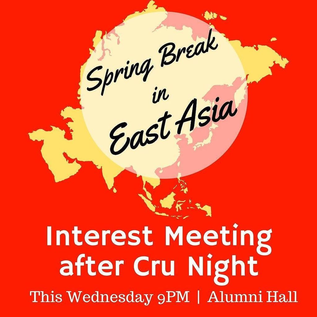 CruatVanderbilt's tweet photo. Correction: the interest meeting tomorrow night (9p) will be for the EAST ASIA Spring Break ONLY. The New York int… https://t.co/m3V48nUxNL https://t.co/hUNZ2r0tgH