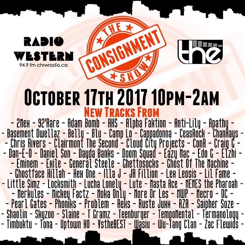 The Consignment Show (@consignmentshow) on Twitter photo Tune in tonight from 10pm to 2am on <a href="/chrwradio/">Follow us @radiowestern</a> 94.9fm, chrwradio.ca/stream 100% uncensored, 100% real hiphop! Gonna be a HYPE show! Tune in tonight from 10pm to 2am on <a href="/chrwradio/">Follow us @radiowestern</a> 94.9fm, chrwradio.ca/stream 100% uncensored, 100% real hiphop! Gonna be a HYPE show!