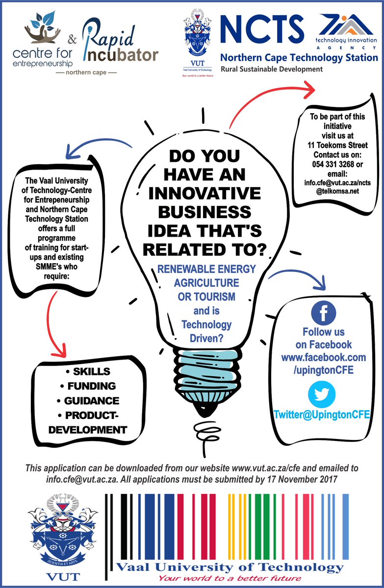 UpingtonCfE's tweet photo. The CFE and NCTS have this great opportunity for youth and existing entrepreneurs...Apply for their programme to be part of this initiative. https://t.co/ZmkvkFy1td