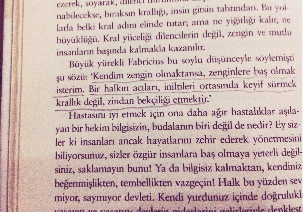 "Bir halkın acıları, iniltileri ortasında keyif sürmek krallık değil, zindan bekçiliği etmektir."

Thomas More, Utopia, <a href="/iskultur/">İş Kültür</a> Yay., s.30