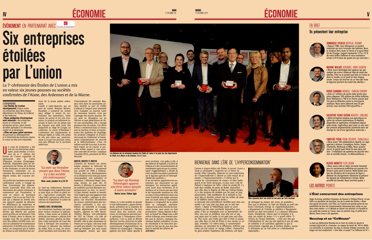 PerinSecurite's tweet photo. Le Groupe PERIN Sécurité "étoilé" par @UnionArdennais et @CE_LorChampArd  #innovation #pérennité #développement #sécurité #télésurveillance https://t.co/4pecpNFQ1P