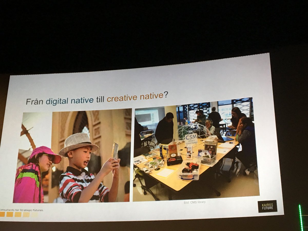 lizamaria80's tweet photo. FrÄn digital native till creative native? Hur tar vi tillvara pÄ detta? #sundsvall42 #goodtechregion #kairosfuture https://t.co/WpUeAvvDTQ
