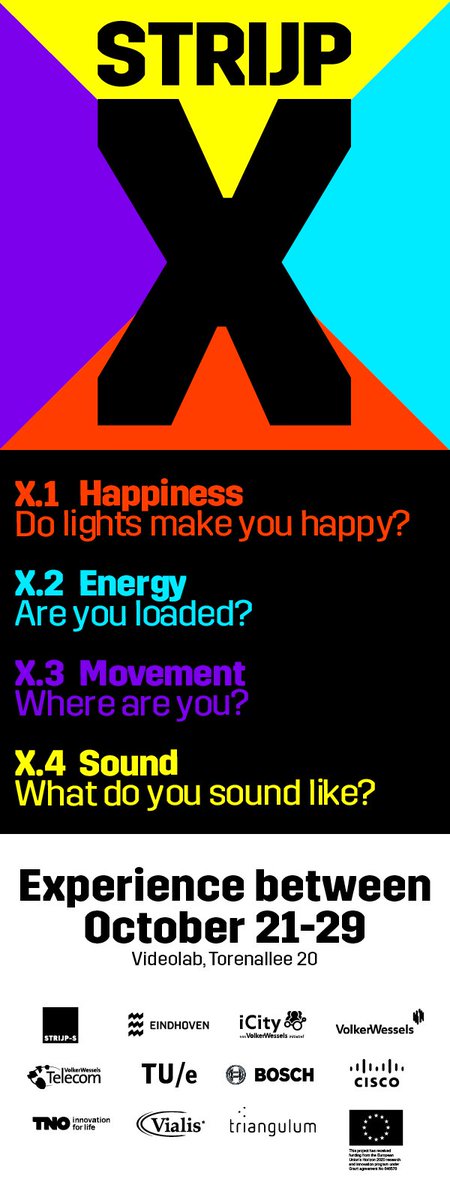Curious about the future of Strijp-S? Become a test subject of Strijp-X  and get tested within 4 subjects: happiness, energy, movement &amp;  sound. Visit Strijp-X during the Dutch Design Week from October 21-29  (09:00 – 18:00) at Videolab, Torenallee 20.