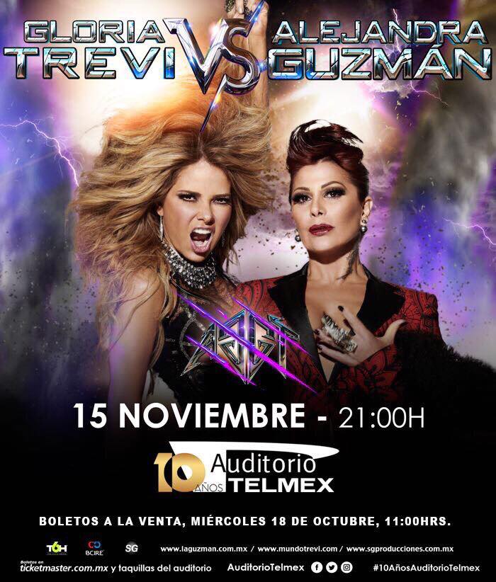 MiMundo_2018's tweet photo. Este 15 de noviembre viviremos el #Versus de @Al3jandraGuzman &amp; @GloriaTrevi en @AuditorioTelmex https://t.co/IPHOWZbTlh