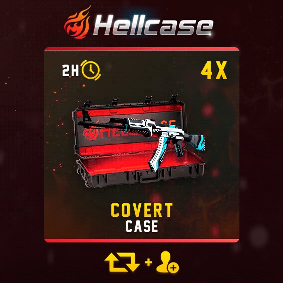 hellcase's tweet photo. 🔥4 Covert Cases #Giveaway:

▪️RT &amp; Follow &amp; Profile URL
▪️CLICK: https://t.co/7O7yIFlC16 

🏆Winners in 2 hours!

#hellcase https://t.co/d9sbMkKgwD