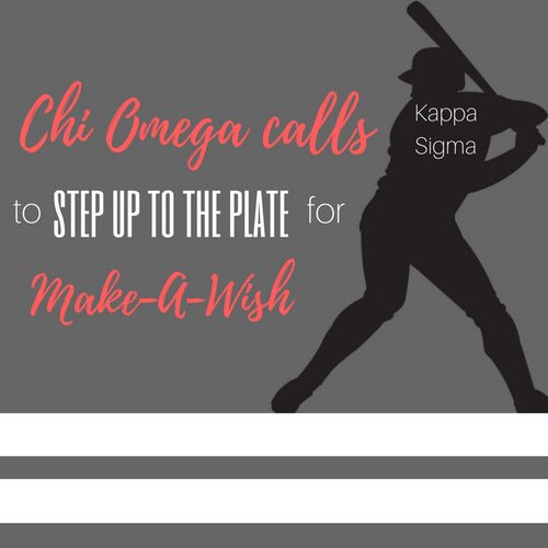 Chi Omega calls <a href="/UTCKappaSigma/">UTC Kappa Sigma</a> to step up to the plate for Make-A-Wish! #TakeMeOutToTheChiliCookOff ⚾️🔥🍴