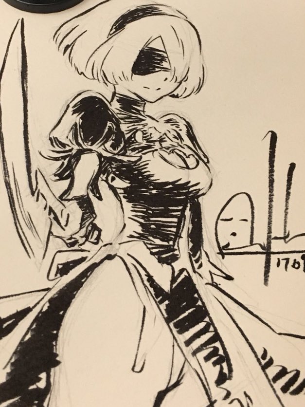 @abant_dothack お久しぶりですー
ゆうたんさんの2Bステキですよ~(^-^)
ゲームクリアして、ムックやサントラに手を出す程度に好きです!
昔からキャラデザインの吉田明彦ファンなのです(;'ρ`)
写真は以前友人に描いた2Bさんです