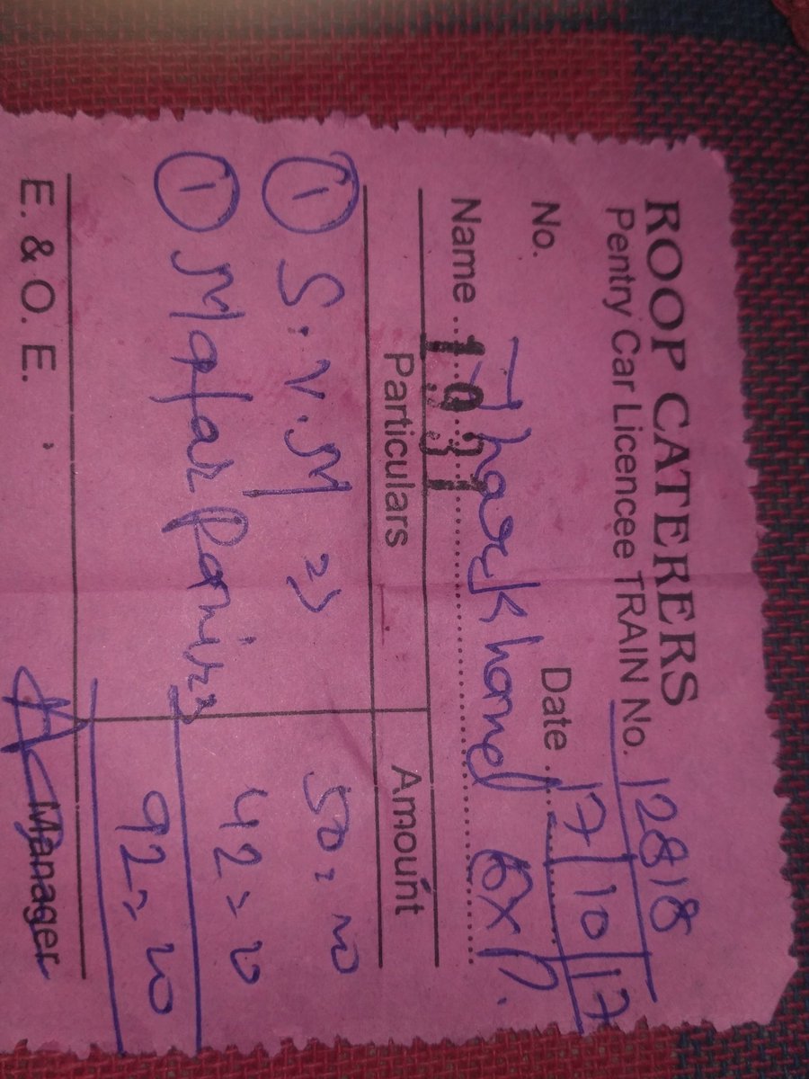 vivekpatty's tweet photo. @irctceastzone @RailMinIndia I got the invoice. So the additional cost was for Paneer. I am still wondering if such high paneer cost is justified? I am fine otherwise. https://t.co/bAihBtSTBk