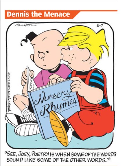 S_Sivakumar's tweet photo. #Pearls of #Wisdom from #DennisTheMenace 👌
#SimpleDefinition of #Poetry https://t.co/sCs4wwAYxj