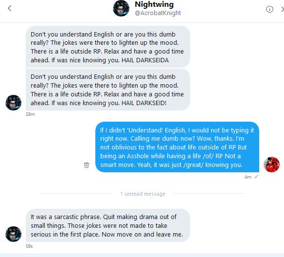 OfCorruptAspect's tweet photo. //All I'm gonna say is if you don't have anything polite to say,why be (that guy)?
dude needs to chill out,[nobody] should put up with this. https://t.co/BHW7LzNmTM