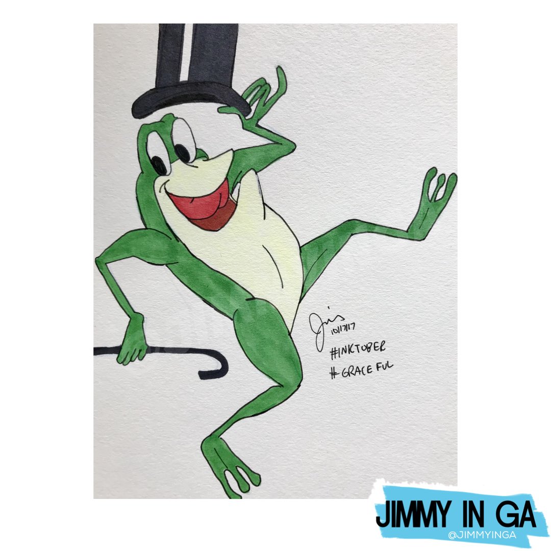 JimmyinGA's tweet photo. #Inktober day seventeen’s theme is #graceful. I #sketched the #MichiganJFrog, from #LooneyTunes. #CopicMarkers, on #Inktober2017 #WBFrog https://t.co/yfbZbMrJXK