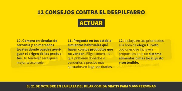 Por primera vez en España 5.000 personas comeremos de alimentos que iban a ser desechados. Ven a #ZgzNoTiraComida 21 OCT - Plaza del Pilar
