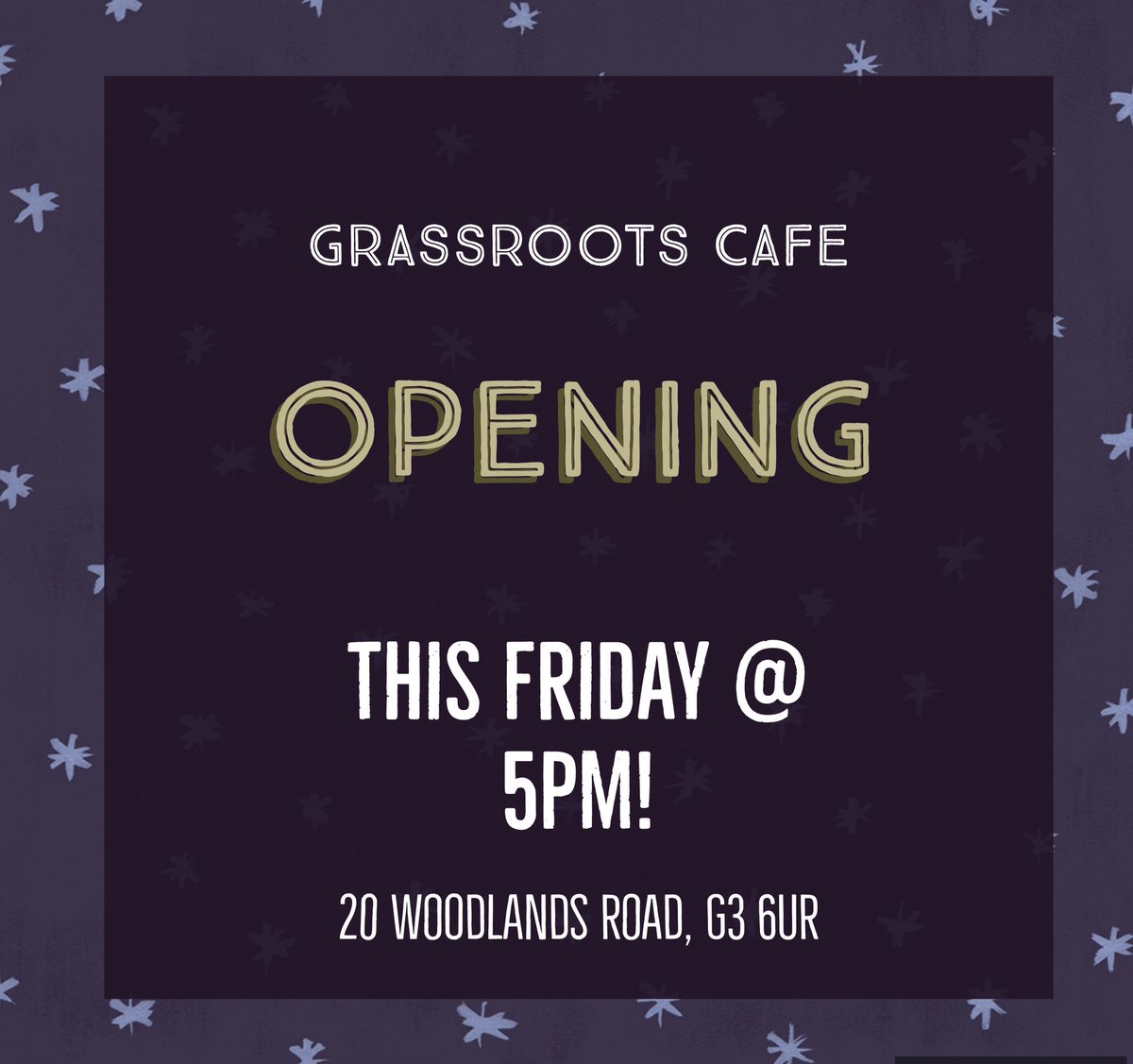CafeGrassroots's tweet photo. Good news! We are opening this Friday! #glasgow #vegan #vegetarian #grassrootscafe #grandopening https://t.co/tR5SeLvQSr