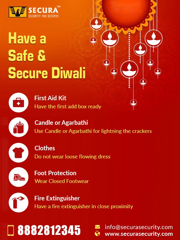 #SecuraSecurity: #SafetyTips to celebrate a  joyful #Diwali. Like and share to keep your loved ones secured too. goo.gl/c481dM