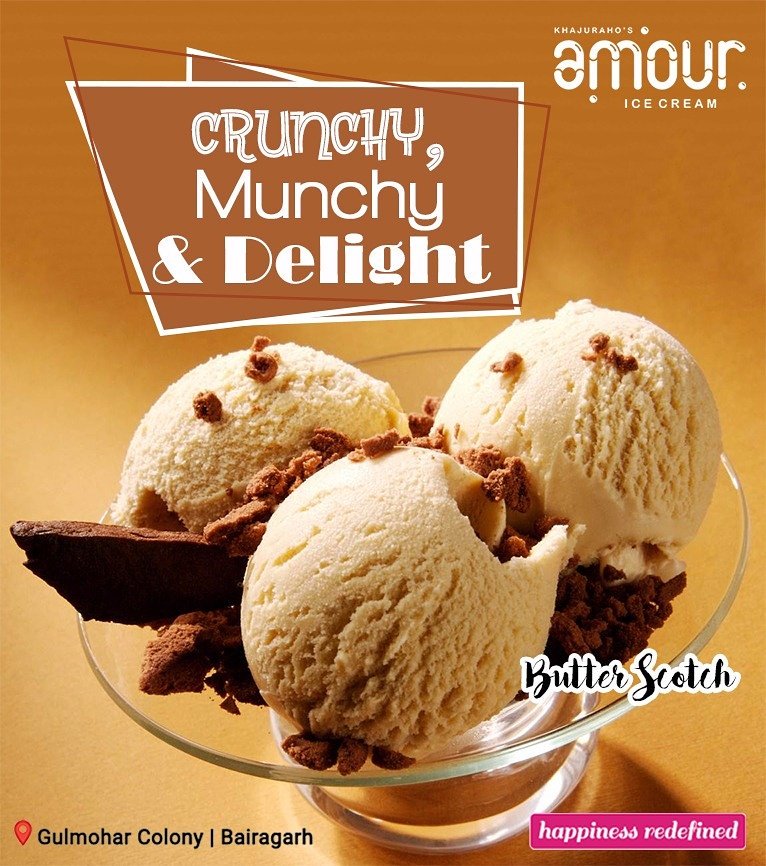 AmourIcecream's tweet photo. Munch those crunchy &amp; delightful #Butterscotch #Icecream. Spare some time with #Amour with your family and friends in our outlets @ #Bhopal. https://t.co/4aLHdR2mtq