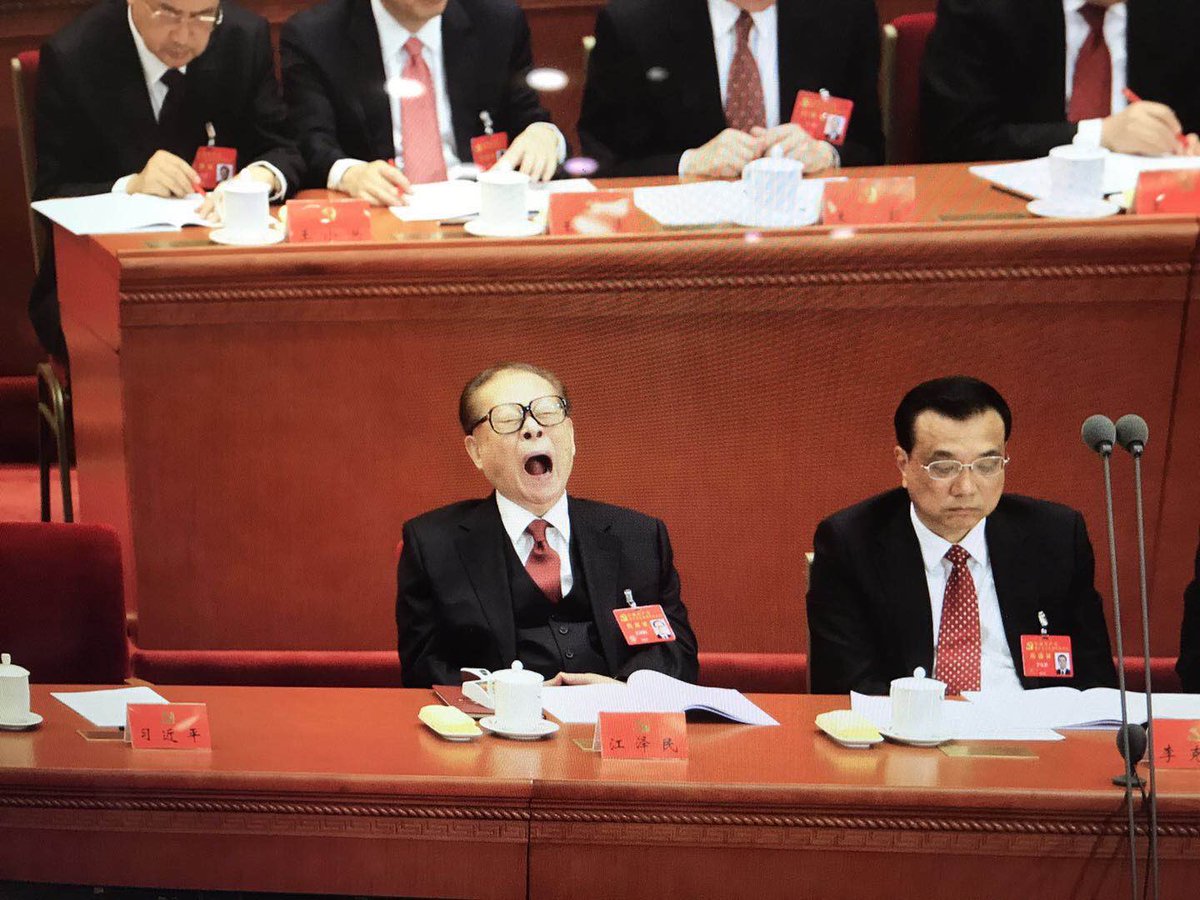 rob_schmitz's tweet photo. A summary of President Xi's speech this morning, brought to you by Jiang: https://t.co/VjOD5ofHX1