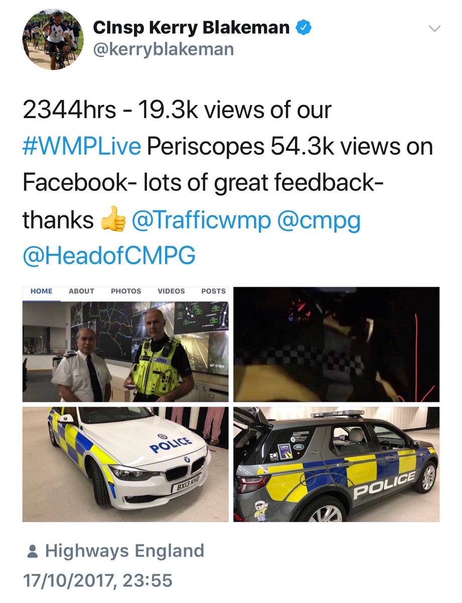kerryblakeman's tweet photo. The whole philosophy of #wmplive is to bring the public closer to โtheir police serviceโ 88k people have watched the videos in 12 hrs ๐ฑty ๐๐ https://t.co/Rom3nOrhlR