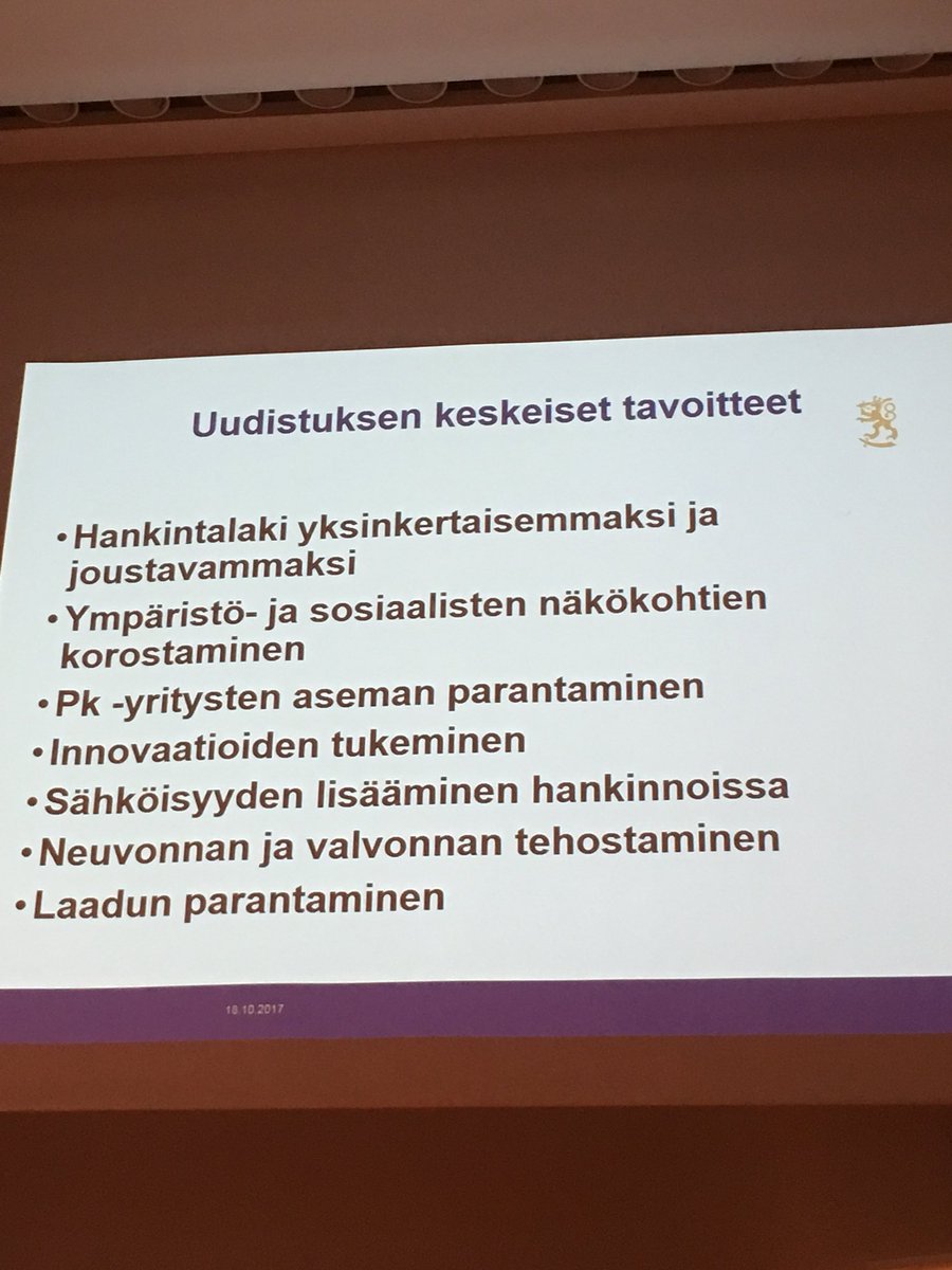 TwitRacing's tweet photo. Mikä on hankintalain ja uudistuksen keskeiset tavoitteet? #tem #sote #sailab #medtechfinland #hankintaseminaari2017 https://t.co/fONQ9nMQYA