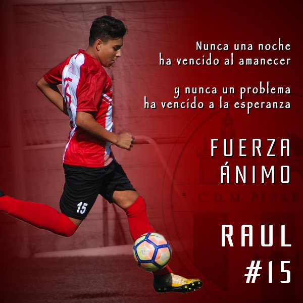 cdmpizarrales's tweet photo. Te deseamos la mejor de las recuperaciones.Te esperamos pronto.Aquí nos tienes para lo que necesites #animoRaul #fuerza #campeon #el15dePiza https://t.co/xxyuTs62D6