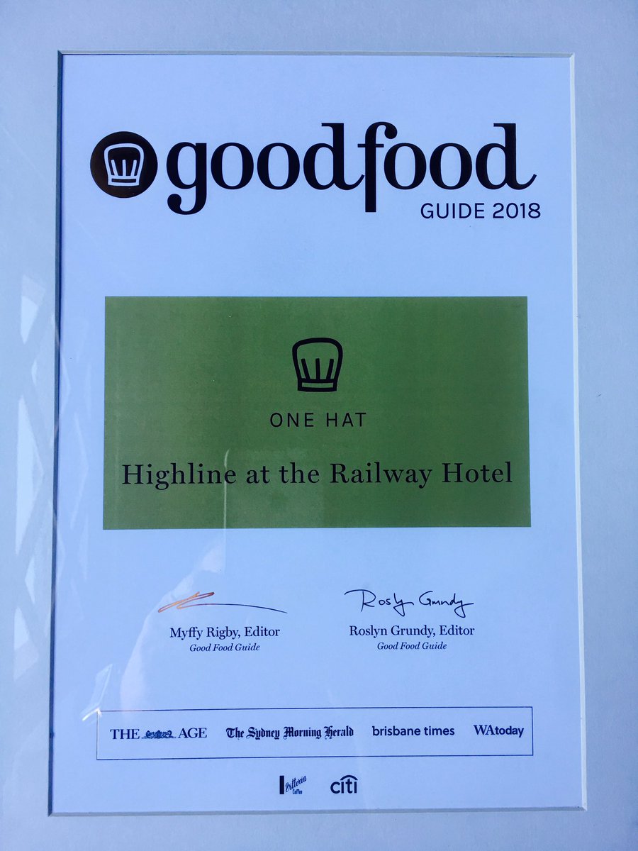 highlinerailway's tweet photo. On Monday we were awarded a Chefs Hat at @goodfoodAU guide Awards following on our 1st Hat last year. Very proud of our team #chefshat #1hat https://t.co/imsq2WDTRL