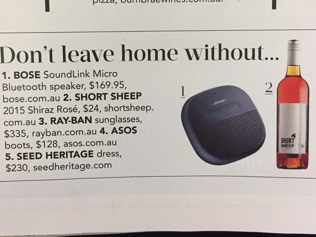 SHORT_SHEEP's tweet photo. Did you catch us in Stellar Magazine (in Sunday Telegraph 15 Oct) write-up about Mudgee? Don't leave home without our Shiraz Rose- Perfect! https://t.co/89yWjCU0SW