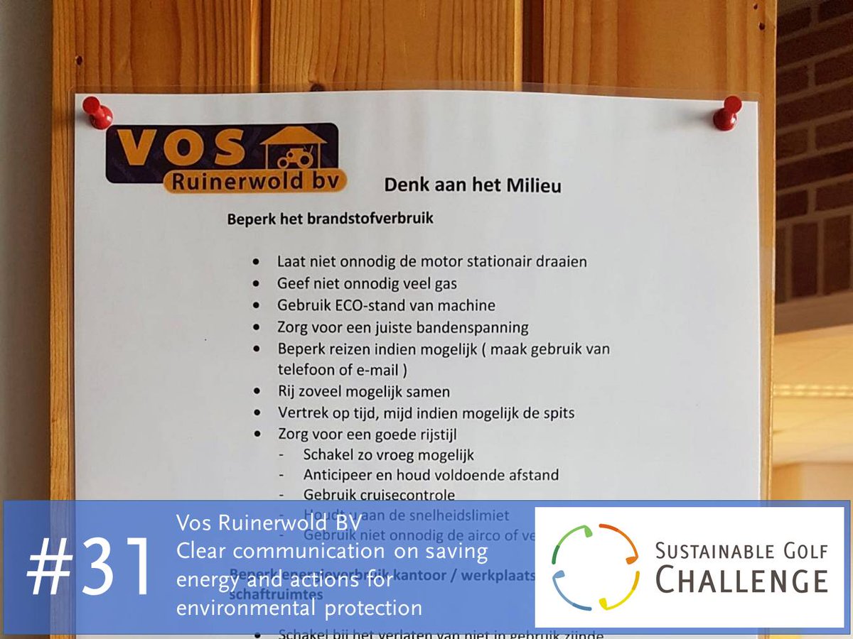 #bigyearchallenge #31: #vosruinerwold communicates measures to reduce energy and how to prevent polution of the environment #sustainablegolf