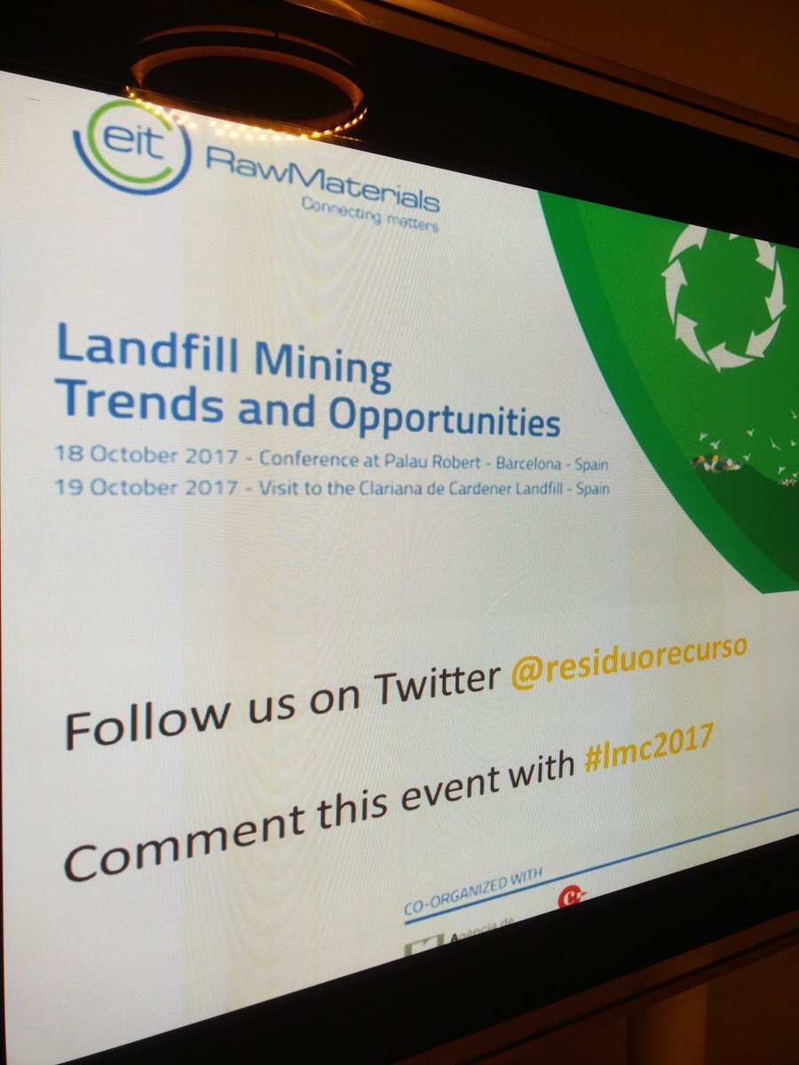 ZWCluster's tweet photo. Landfill mining trends and opportunities #lmc2017 supported by @EITRawMaterials https://t.co/8Pr6yDPO3u