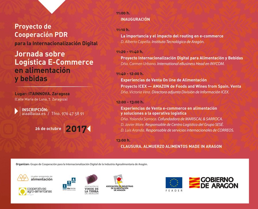ITA_tecnologia's tweet photo. El 26/10 en .@ITAINNOVA Jornada sobre #logística #ecommerce en alimentación y bebidas. Organiza @AIAA2 https://t.co/kO9miVg8FH
