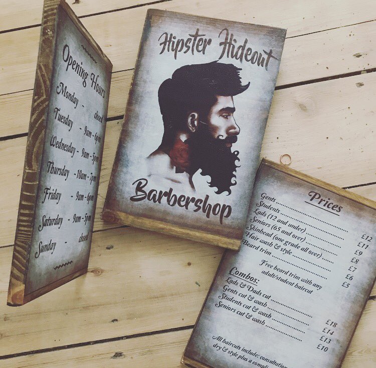 Shop signs, mugs and coasters ready for Hipster Hideout Barbershop.
Drop us a line if we can help brand up your business.
#barbershop #print