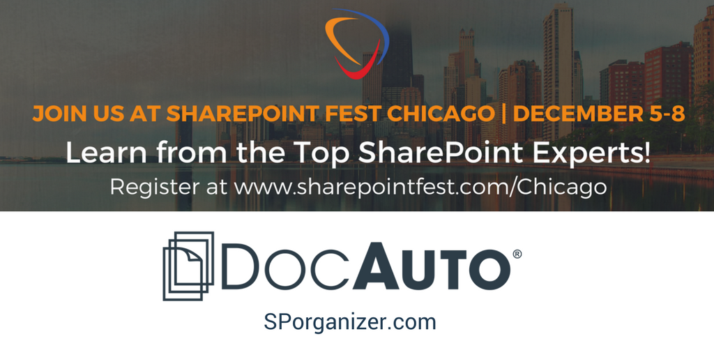 DocAuto_Vanessa's tweet photo. SharePoint Fest Chicago + You + DocAuto = Easier SharePoint Management Register today: https://t.co/gqxF3392Q8 https://t.co/UZPgdXsDhK