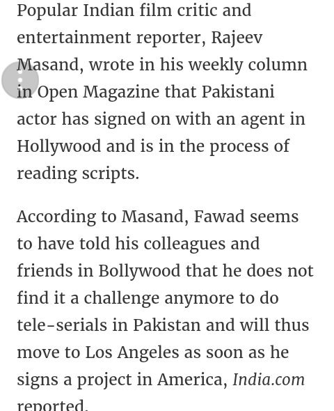 chintskap1's tweet photo. Congratulation  #FawadKhan  for #Hollywood project https://t.co/kzUJUqIdF8