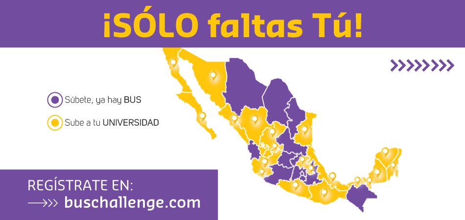 México se sube al Bus Challenge 2017 🇲🇽 ¿Qué estados emprenderán en <a href="/INCmty/">incMTY</a>? ¡Súbete y sube a tu universidad!
➡️ buschallenge.com/registro/