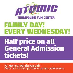 AtomicTrmpoline's tweet photo. Grab the family and head to Atomic Trampoline TODAY for half price on general admission tickets!
#FamilyDay
#AtomicTrampolineFunCenter https://t.co/j2HLGFDZR2