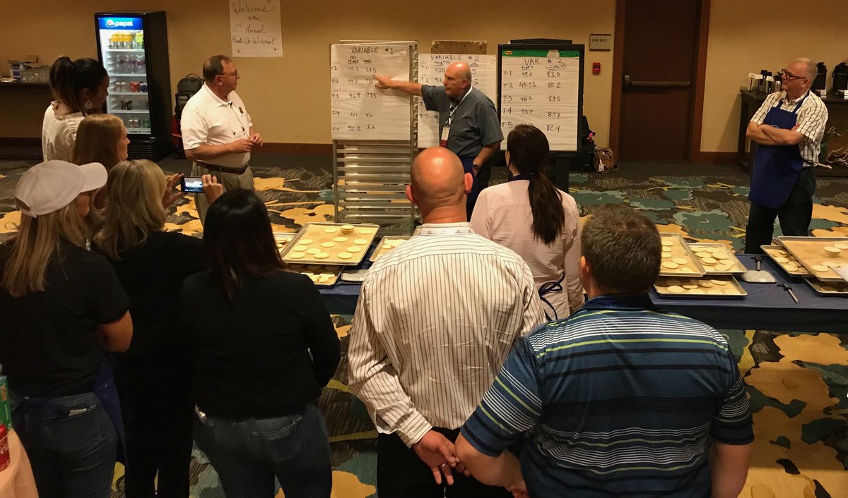 RobbMacKie's tweet photo. Reviewing results of #ABATechConference Hands On Training leavening projects. Looking for just right. @AmericanBakers @CCA1901 https://t.co/AepYUDZhRh