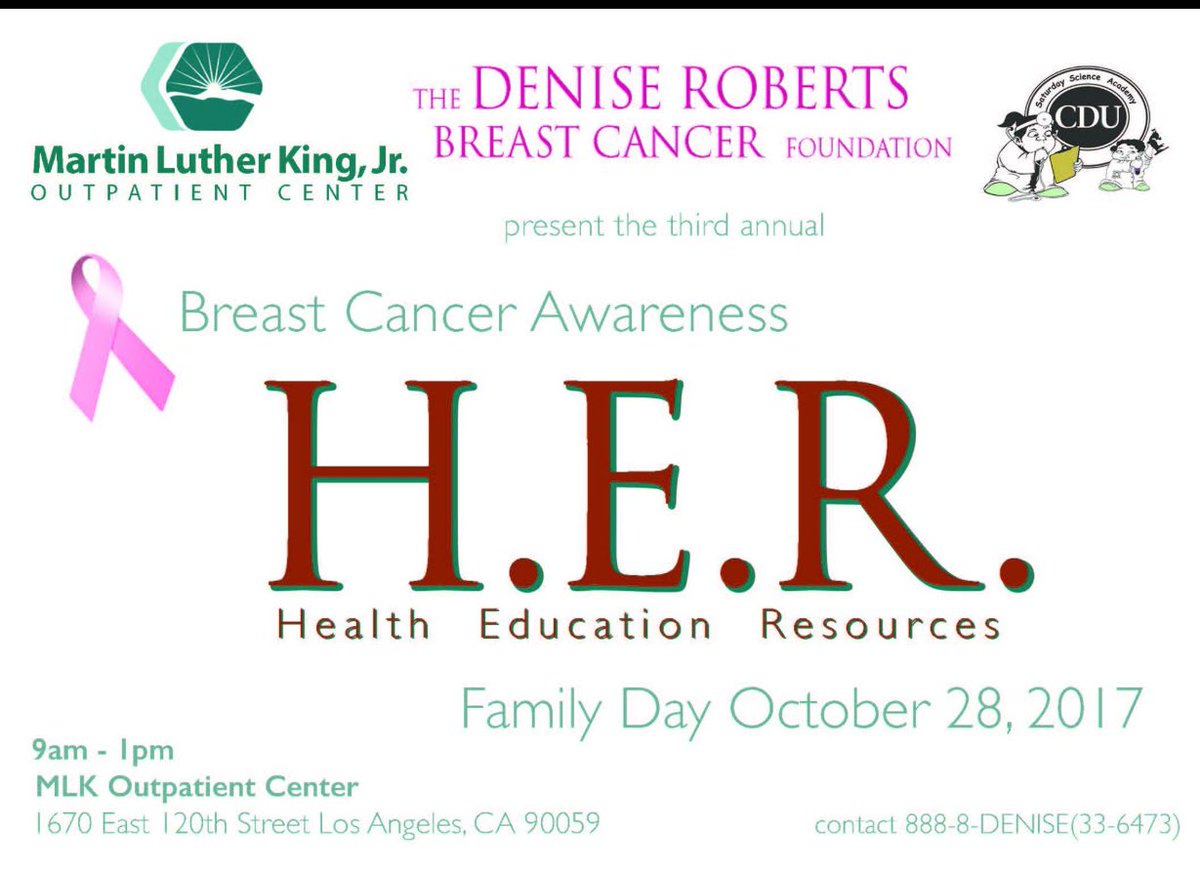 #HERDay #breastcancer #FreeScreenings October 28, 2017 join <a href="/DivaofallRed/">Denise Roberts</a> #MLKOPC 9am-1pm