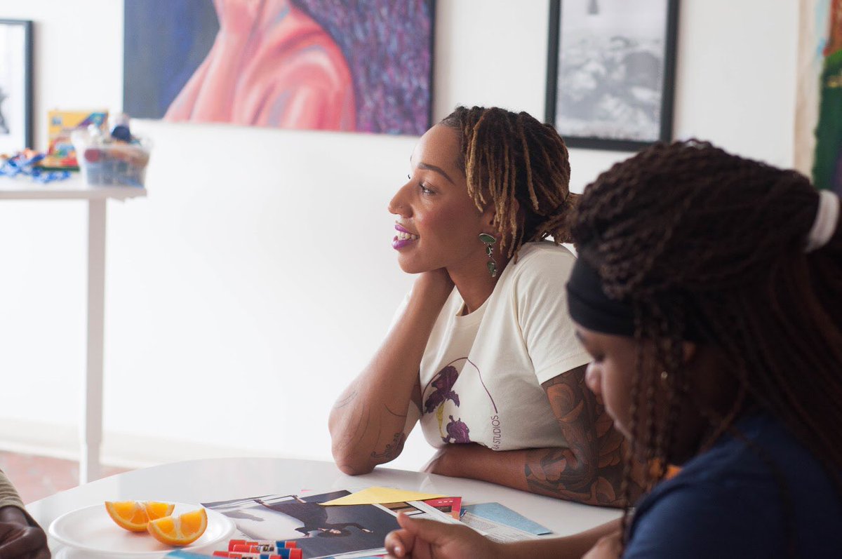 800collective's tweet photo. "Cranes, Crowns, & Scales" youth workshop with @tila_studios earlier this month in East Point/Atl โจ๐โจ #ASeatattheTable #Atl #KeepIt800 #TILAStudios #Community #Create #Solange #SaintHeron #Art https://t.co/jV0oWjHc1L