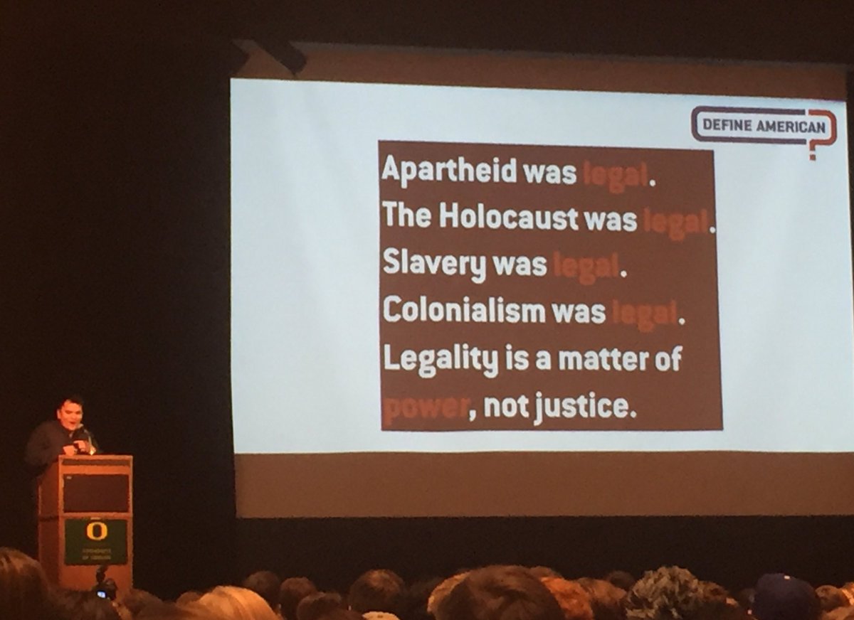 mbrawl's tweet photo. Truth and inspiration @UOsojc Fall Press Day with @joseiswriting #FPD2017 #justice #sojc #journalism #DefineAmerican https://t.co/mVzBmWoNiK