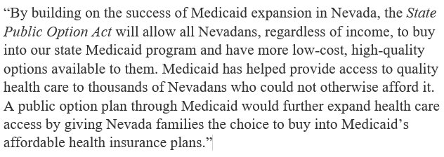 SenCortezMasto's tweet photo. #Medicaid expansion has been hugely successful in NV. We must build on this success. Proud to join @SenBrianSchatz #StatePublicOption bill. https://t.co/MbEpiT29I5